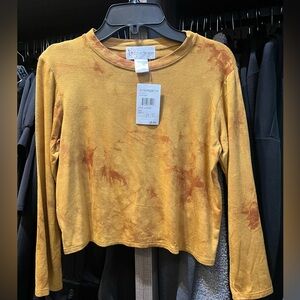 Big Girls NWT Motion Emporium Golden Tie-Dye Crop Top, Cute Back Twist SzL